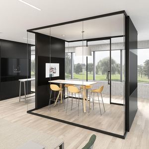 10mm d'épaisseur en aluminium cadre bureau trempé clair cristal verre mur intérieur cloison