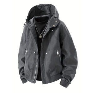 Nouvelle veste en toile à capuche pour homme avec plusieurs poches zippées, adaptée à la vente en gros par les fabricants de vestes de rue et décontractées - Product Image 1