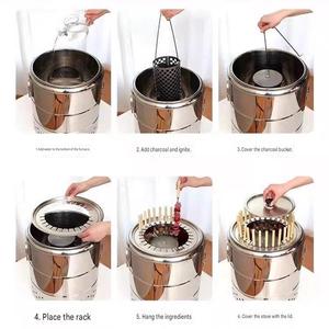 <span class=keywords><strong>Barbecue</strong></span> vertical sans fumée, fumoir à charbon de bois, gril rond robuste pour jardin, maison et extérieur - Product Image 4