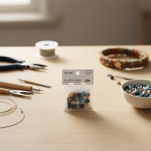 Perles en bois Ilan 10x10mm carrées, couleurs Morandi, pour la création de bijoux - Product Image 2