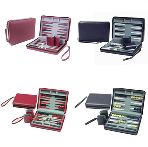 Sang trọng handmade Burgundy giả da backgammon Board trò chơi thiết lập bao gồm backgammon Board chip dices ly dây đeo - Product Image 6