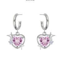 Go Party délicat 925 aiguille en argent rose zircone cubique anneaux d'oreille étoile boucle d'oreille amour coeur pendentif boucles d'oreilles pour femmes