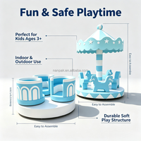 Manège de jeu souple, carrousel bleu et blanc, équipement de jeu rotatif pour enfants pour garderie, école maternelle, location pour fête d'anniversaire