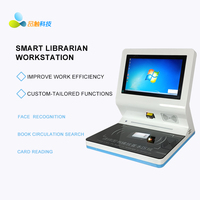 Estación de Trabajo Inteligente para Bibliotecas de 15.6 Pulgadas con Pantalla Táctil Capacitiva, Lector de Códigos de Barras RFID, Terminal de Circulación de Libros, Plataforma de Inducción