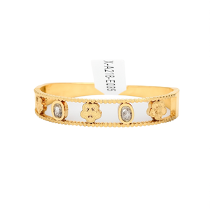 Crystal Cuff Bracelet PVD Gold Plated 316L Stainless Steel Flower Design Classic Unisex Sustainable Resistant Fashion Jewelry - Product Image 2