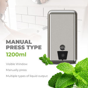 Distributeur de savon mural en acier inoxydable, robuste, moderne, écologique, capacité 1200 ml, pour usines industrielles - Product Image 2