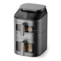Friteuse à vapeur Aifa à double panier avec fenêtre visible (4,5 L + 6,5 L), contrôle de température indépendant, friteuse à vapeur numérique tactile