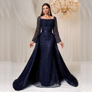 Vestido de Noche de Gala para Mujer, con Lentejuelas, Patchwork de Satén, con Mangas Abullonadas, Tela de Satén, Talla Grande, Elegante - Product Image 2