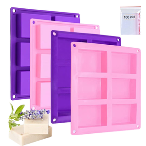 6 boşluk dikdörtgen silikon kalıp kare el yapımı sabun formu tepsi kek kalıp DIY sabunlar ve pişirme/buzlanma - Product Image 1