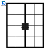 Porte d'entrée de villa en acier forgé de luxe sur mesure avec surface finie en acier et verre, garantie 1 an, ouverture coulissante