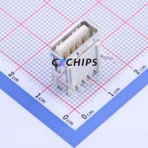 67643-3911 <b>USB</b> Connector Bent Lead Through Hole Connector Type-<b>A</b> <b>USB</b> <b>2.0</b> Female Right Angle Insert - Product Image 1