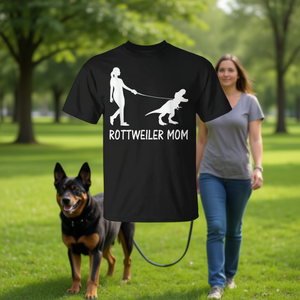 Camiseta Rottweiler Mom Negra Unisex para Adulto, Manga Corta, Cuello Redondo, Diseño Serigrafiado para Amantes de los Perros - Product Image 3