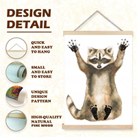 Poster Kit Empreinte Unique de Bébé Raton Laveur Décoration de Crèche Cadeau de Naissance Art Mural Personnalisé pour Chambre de Bébé Cadeau de Baby Shower