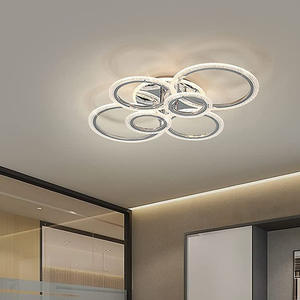 Lámpara de techo moderna de 58W, luz LED empotrada regulable, 4 anillos, colgante de techo acrílico, para sala de estar y comedor - Product Image 3