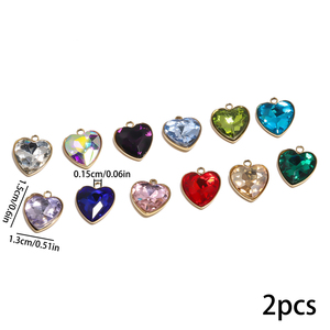 Collar con colgante de cuarzo y cristal de aleación con forma de corazón de amor, 2 uds., 15x13mm, para mujer, sanación sagrada, romántico - Product Image 3
