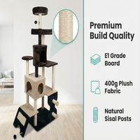 Arbre à chat en sisal moderne et luxueux, écologique, à 5 niveaux, avec thème de Noël, pour grands chats d'intérieur et chatons - Perchoir en peluche