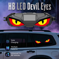 Nouvelle Lampe de Sécurité Universelle Solaire LED pour Voiture, Effet Œil de Démon, à Détection de Vibration, Clignotante, Lampe d'Ambiance, Accessoire de Fixation sur Vitre