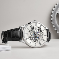 Montre automatique de luxe pour homme I&W Carnival, boîtier en acier inoxydable de 41 mm, cadran bleu, tourbillon, bracelet en cuir italien, montre mécanique