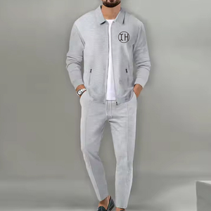 Nuovissimo Design: Completo Sportivo da <span class=keywords><strong>Uomo</strong></span> con Giacca a Maniche Lunghe e Zip, Set 2 Pezzi per Palestra e Fitness, <span class=keywords><strong>Tuta</strong></span> in Cotone <span class=keywords><strong>Slim</strong></span>-<span class=keywords><strong>Fit</strong></span>, Abbigliamento Casual - Product Image 5