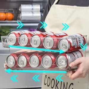 Foldable Soda Can Organizer For Refrigerator, 2-layer Automatic