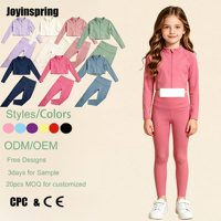 Ensemble de yoga personnalisé pour filles : haut court zippé à manches longues et leggings taille haute – ODM/OEM – Idéal pour la danse, la course, la gym et le quotidien – Vêtements de sport