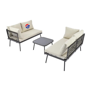 3-Piece Outdoor Sectional <strong>Sofa</strong> <strong>Set</strong>, <strong>All</strong>-Weather Wicker L-<strong>Shaped</strong> 5-Seater Patio Furniture with Removable Cushions &amp; Side Table - Product Image 2