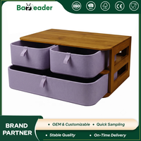 Organisateur de documents en tissu à plusieurs compartiments en bambou pour bureau, boîte de rangement, porte-documents, plateau de bureau – Vente en gros