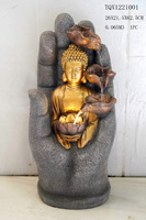 Fontaine d'eau Bouddha en résine, statue religieuse zen autoportante, décoration de jardin extérieur, durable, étanche, toutes saisons, eau courante
