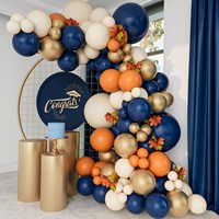 166 Buah balon karangan bunga balon emas metalik putih gading biru dongker Set ulang tahun wisuda musim pesta balon latar belakang foto