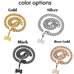 Chaîne pour chien en acier inoxydable 316L, maillons cubains, 13 mm, collier de luxe doré avec pendentif en forme d'os - Product Image 3