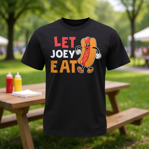 T-shirt promotionnel unisexe noir « Let Joey Eat » - Product Image 1