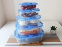 Lot de 5 boîtes alimentaires en PP de haute qualité, hermétiques, empilables, compatibles micro-ondes, avec couvercles, pour rangement de cuisine - Vente chaude