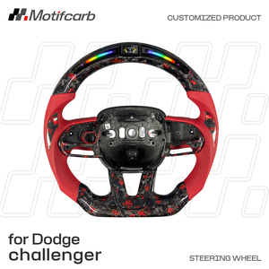 พวงมาลัยคาร์บอนไฟเบอร์สีแดงแบบกำหนดเองสำหรับ Dodge Charger Challenger Hellcat SRT R/T GT SXT ปี 2013-2023 พร้อมไฟ LED - Product Image 2