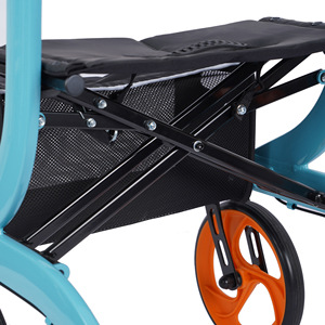 Qinda Four-Wheel Aluminum Alloy <b>Walker</b> <b>Rollator</b> Blue Folding Mobility Aid for Elderly - Product Image 1