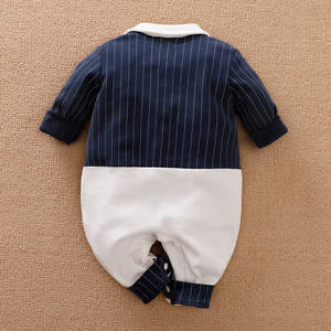 Combinaison à manches longues pour bébé nouveau-né, style gentleman à carreaux britanniques, vêtements de fête pour enfants, personnalisation d'usine - Product Image 3