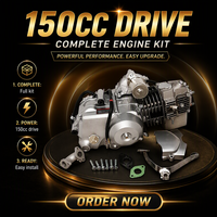 Ensemble moteur de moto 150cc, 4 temps, refroidissement par air, CDI, embrayage semi-automatique, 3 vitesses avant, 1 marche arrière, démarrage électrique, ATV, karting
