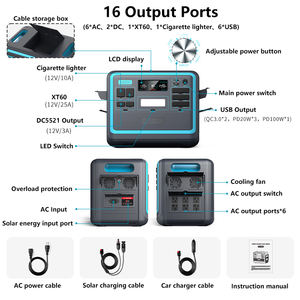 Estación de Energía Portátil de 2048 Wh y 2400 W, Batería de Respaldo para Exteriores con Carga Solar, Ideal para Campamentos, Viajes y Emergencias - Product Image 2