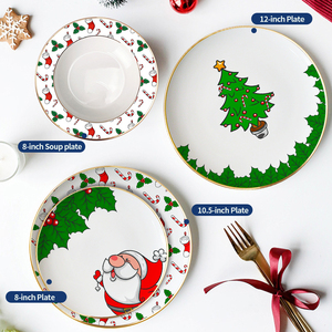 Juego de <span class=keywords><strong>Vajilla</strong></span> Desechable Personalizable de Porcelana Fina al por Mayor con Diseños de Papá Noel, Kit de Cuchara/Tenedor/Cuchillo/Palillos para Hoteles, MOQ Bajo - Product Image 4