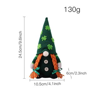 1 pieza nuevo sombrero verde del Día de San Patricio muñeca Festival irlandés sin rostro viejo Homo Sapiens trébol hoja verde Festival suministros de vacaciones - Product Image 6