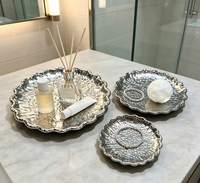 Support de plateau en métal texturé martelé, plateau de présentation multi-usages pour desserts, bijoux, décoration de table de mariage ou de fête