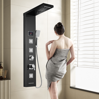 Colonne de douche intelligente de luxe multifonctionnelle à LED en acier inoxydable 304 avec cascade et spa