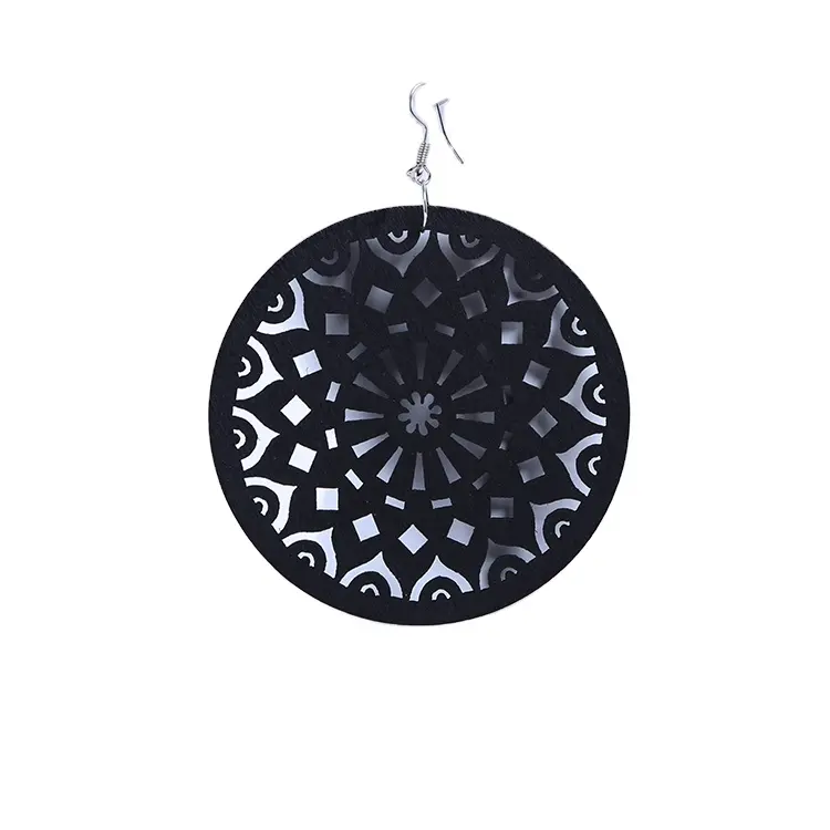 Pendientes con diseño de abanico hueco geométrico étnico nativo Gota para mujeres y niñas para material de madera de fiesta
