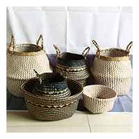 Keranjang anyaman laut dari rumput laut, keranjang perut, pot, keranjang cucian, keranjang anyaman jerami, keranjang rotan, keranjang penyimpanan, keranjang rumput laut