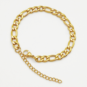 สร้อยข้อมือแบบ Cuban Link ขนาด 3 มม. 5 มม.  วัสดุสแตนเลสชุบทอง 18K คุณภาพสูง สไตล์ฮิปฮอป - Product Image 3