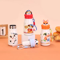Nouvelle tasse isotherme en acier inoxydable 316 style Instagram, motif dessin animé, avec paille et poignée, mignonne pour enfants et étudiants