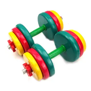 Set Dumbbell kebugaran, Set latihan lengan dapat dilepas untuk Fitness Body Building plastik, lapisan karet celup kebugaran