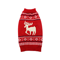 Pull pour chien à motif personnalisé, rouge, Noël, renne, flocon de neige, jacquard Fair Isle, col roulé, chaud, pour les fêtes, chiens de petite et moyenne taille