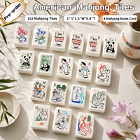 Jeu de Mahjong sur le thème du panda de style américain avec tuiles en acrylique, jeu complet pour 4 joueurs, taille 38 mm, emballage en boîte en carton