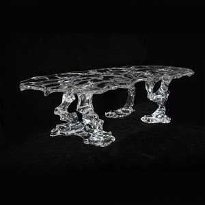 Table basse de jardin moderne en pierre de rivière ronde de <span class=keywords><strong>grande</strong></span> taille, en marbre noir irrégulier en acrylique personnalisé pour hôtel Villa - Product Image 6