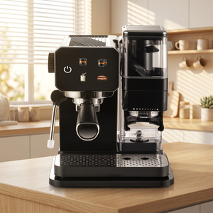 Cafetera Semiautomática Compacta con Manómetro, Preparación Individual o Doble, Tanque de Agua Extraíble, Cafetera Espresso de Escritorio - Product Image 1